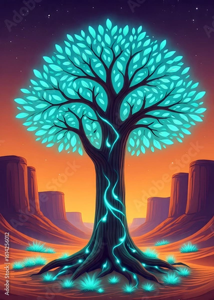 Obraz Luminous Oasis: Desert Nightglow