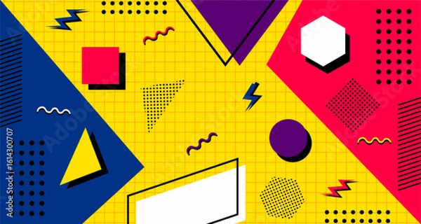 Fototapeta Vector flat nostalgic 90s background