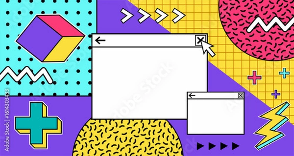 Fototapeta 90s vibes asset element retro vintage separated clip art pop art illustration editable