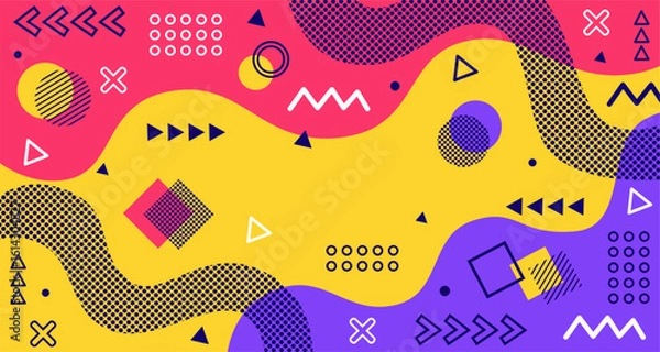 Fototapeta Abstract background with Memphis style and geometric shaped