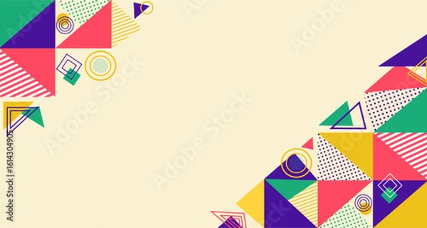 Fototapeta Retro geometry banner design, concept vector illustration isolated on pastel background