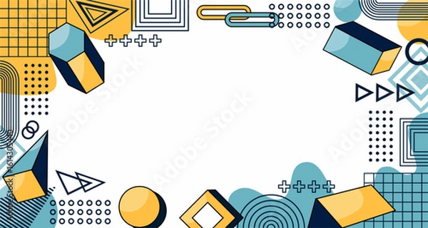 Fototapeta Memphis style geometric background playful design, abstract geometric background design template graphics, colorful geometric shape pattern