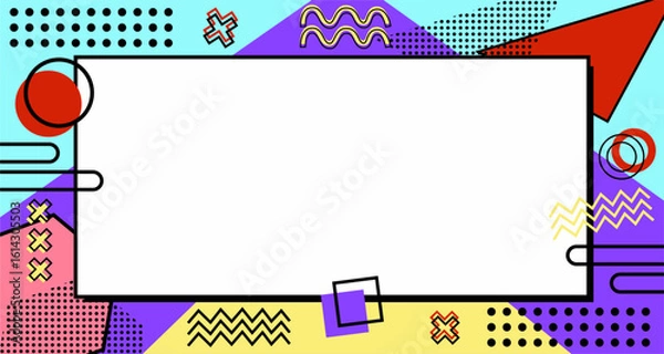Fototapeta Abstract Art Background With Modern Geometric Elements Template Banner With Blank Space. Vector Illustration