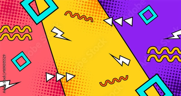 Fototapeta Colorful abstract memphis pop art background