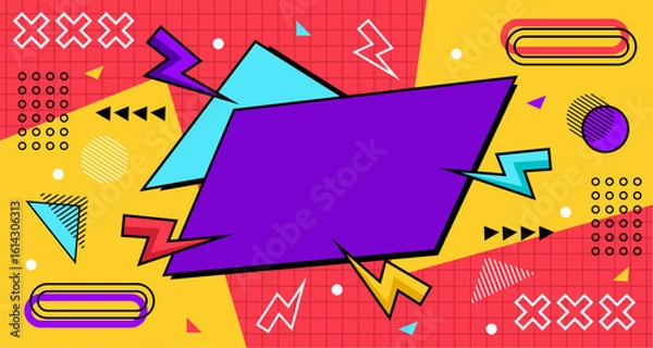 Fototapeta Colorful abstract geometric pattern with memphis shapes