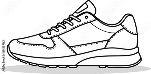Obraz Outline drawing of a running shoe sneaker for athletic footwear design