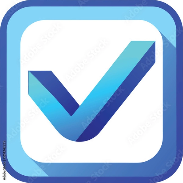Fototapeta Blue gradient checkmark in rounded square icon