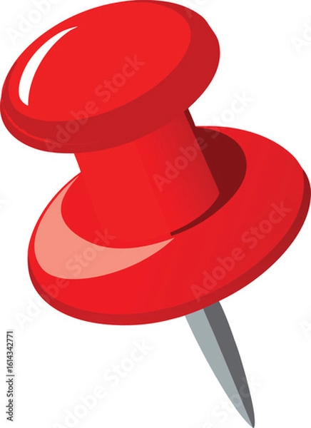 Fototapeta Bright red pushpin vector illustration