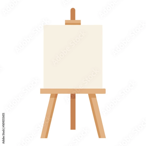 Fototapeta Simple Wooden Artist Easel with Blank White Canvas for Drawing Illustration