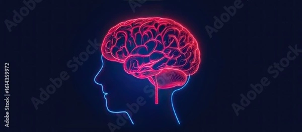 Obraz Stylized brain illustration showcasing neurological connections and function