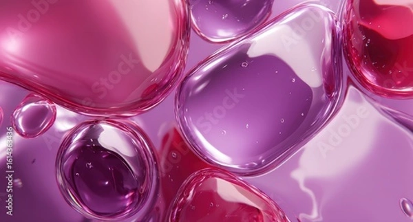 Fototapeta Translucent, pink & purple blobs with internal reflections