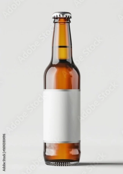 Fototapeta Brown beer bottle with label