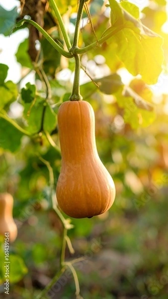 Obraz Butternut squash hanging from vine
