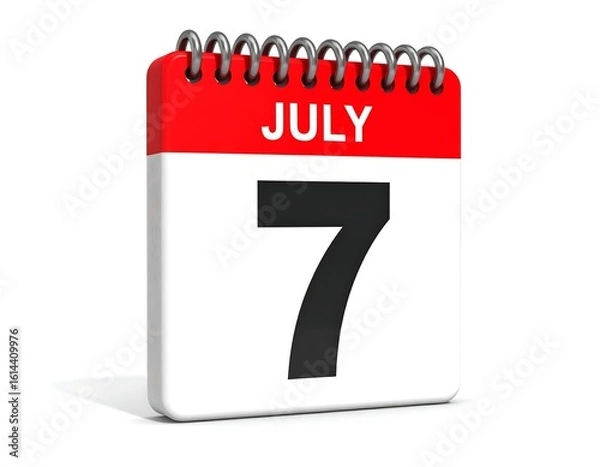 Obraz Calendar, July 7th, 3D render