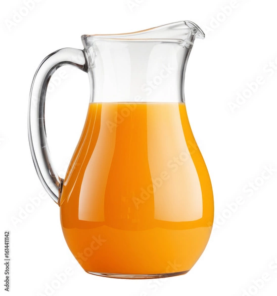 Fototapeta orange juice in glass pitcher on white background.
