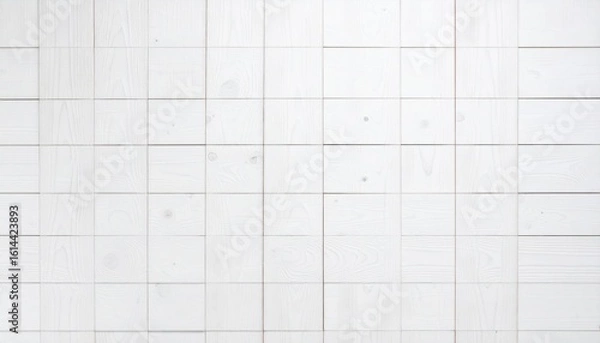 Fototapeta White, square, wooden tiles arranged in a grid pattern