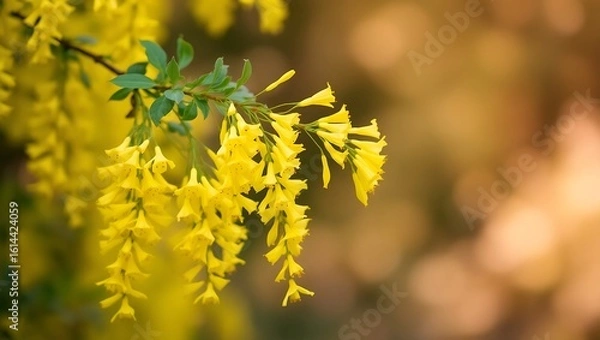 Fototapeta "Selective Focus on Vibrant Yellow Soft Caress Mahonia in Bloom"