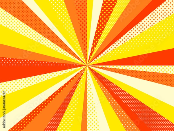 Obraz ランダムなドットと集中線の背景素材（オレンジ系）（横向き）