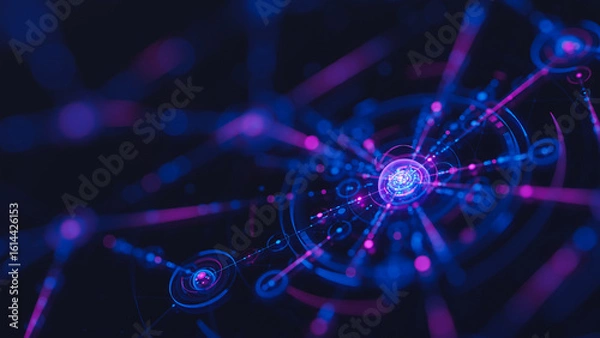 Obraz Big data technology data science analysis artificial intelligence generative ai deep learning machine learning algorithm neural flow network analytics innovation abstract futuristic. 3d rendering.