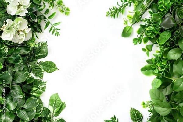 Fototapeta Lush greenery floral border frame