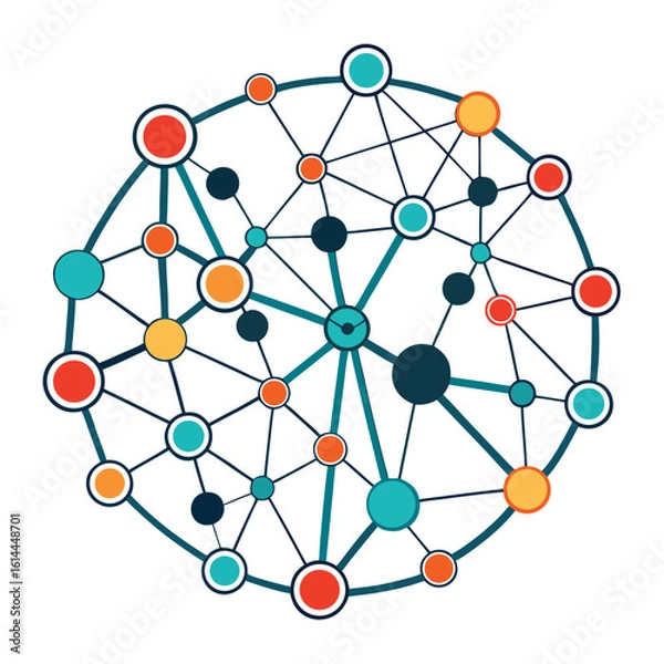 Obraz Abstract network of interconnected nodes and lines representing technology or data flow