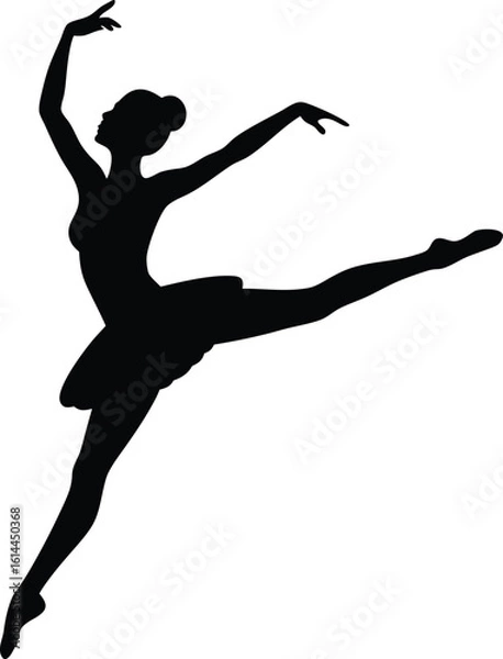 Obraz Ballerina solo leap with strong motion vector silhouette  