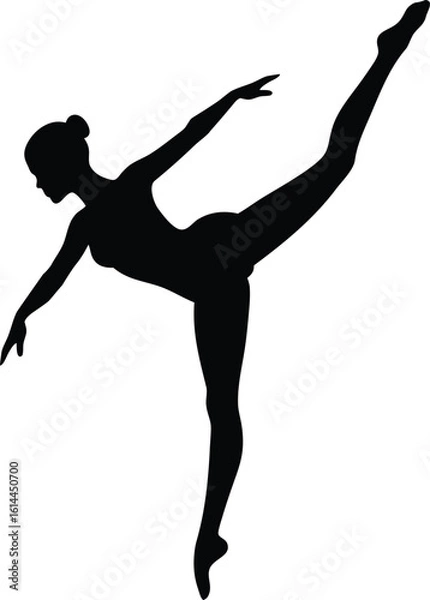 Obraz Ballet dancer graceful forward bend vector silhouette  