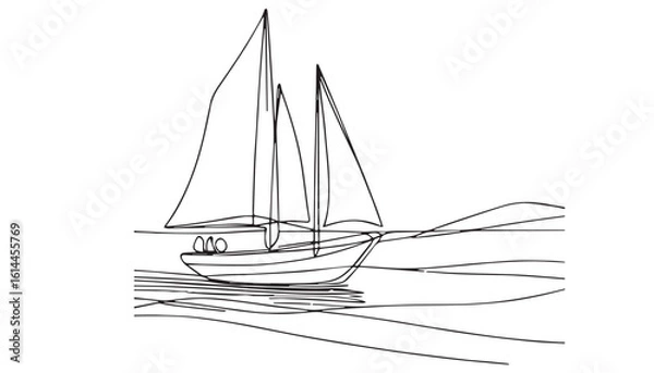 Fototapeta Continuous one single minimal line drawing sailboat