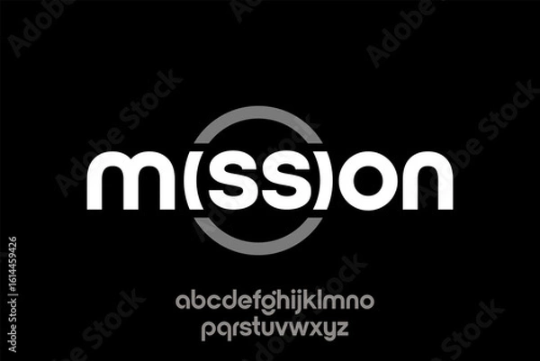 Fototapeta word of mission . modern minimalist clean alphabet font. lowercase bold typography vector illustration design	
