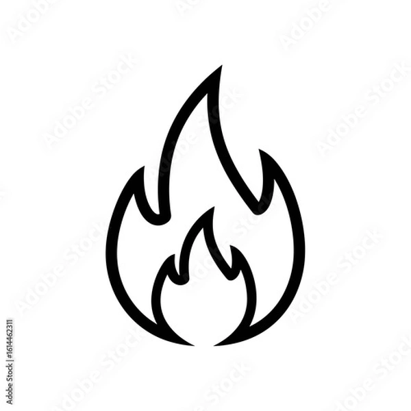 Fototapeta Illustration of a stylized flame with curved lines and pointed tips in a minimalist design style present here