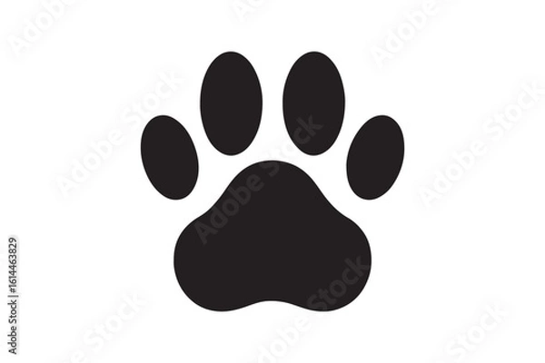 Obraz Dog paw print silhouette vector art illustration on white background