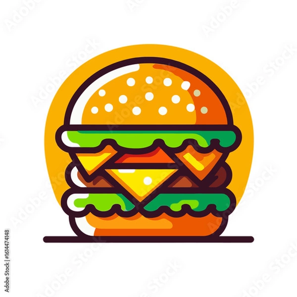 Fototapeta Delicious Burger Vector Illustration in Flat Style

