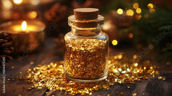 Obraz bottle gold glitter aromatherapy