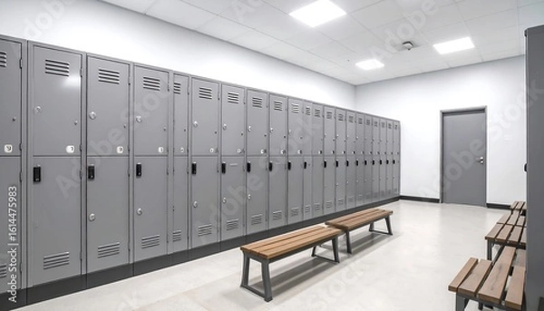 Obraz Empty locker room with benches