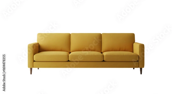 Fototapeta Elegant Yellow Sofa Against Black Background for Modern Home Interior Design