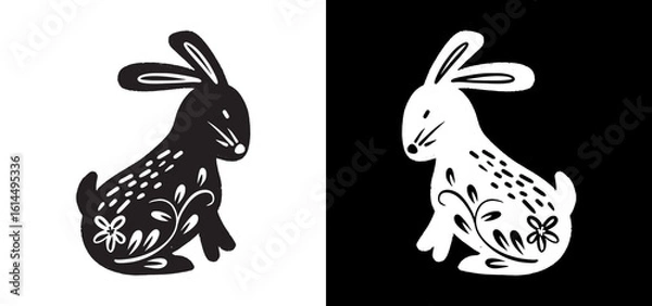 Obraz black and white rabbit 1