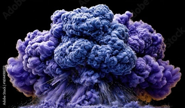 Fototapeta A vibrant explosion of purple and blue ink in water.