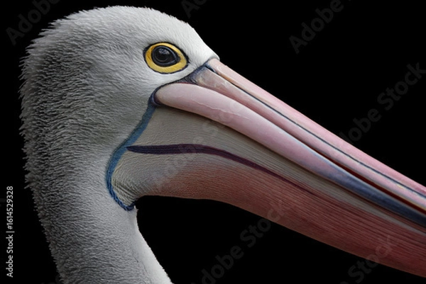 Fototapeta Close-up portrait of an Australian pelican (Pelecanus conspicillatus). Australian pelican is a large waterbird. Bird in natural environment.