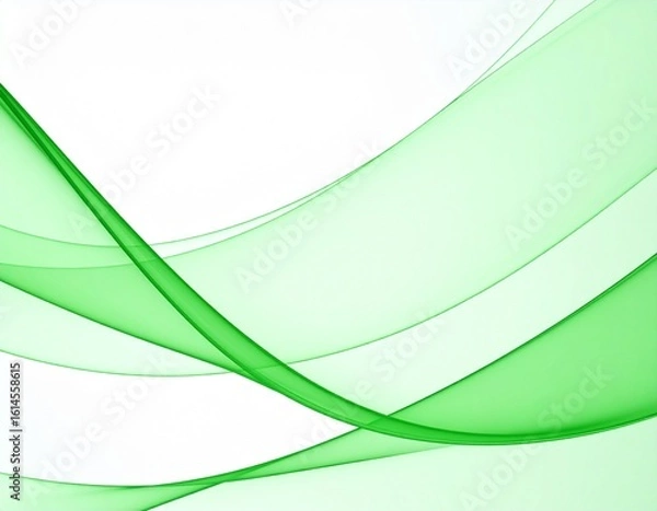 Fototapeta 3D green translucent abstract wave wallpaper background. Shiny curved organic shape 