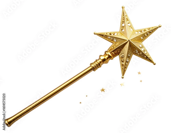 Obraz Golden Star Magic Wand with Decorative Handle  PNG