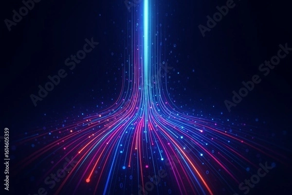 Fototapeta Big data, wireless information flow. Data portal, open data system. Global cyberspace concept. High technology and free internet 3d illustration