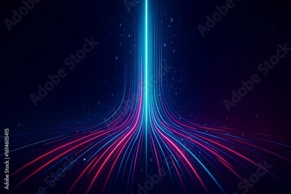 Fototapeta Big data, wireless information flow. Data portal, open data system. Global cyberspace concept. High technology and free internet 3d illustration