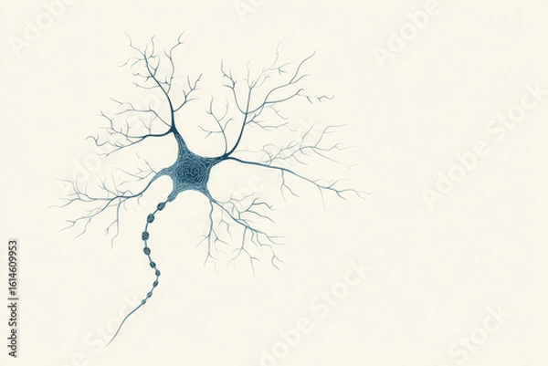 Fototapeta Detailed nerve cell illustration seems quiet and serene