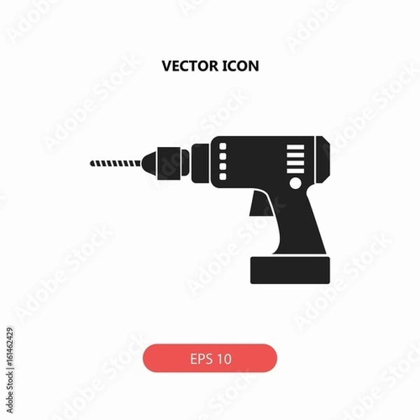 Fototapeta power drill vector icon