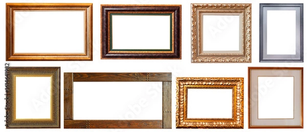 Fototapeta frame picture isolated on white background gold antique