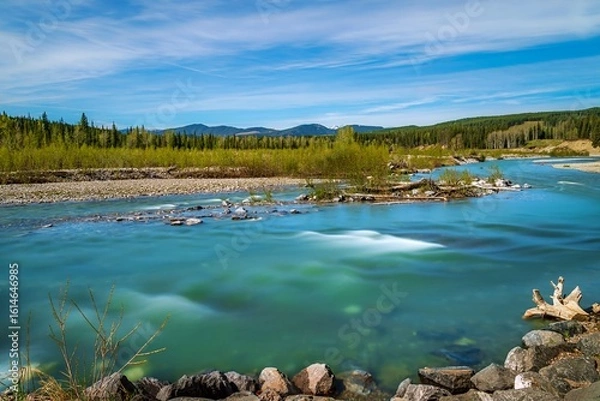 Fototapeta Long Exposure Of A River In The Alberta Mountains