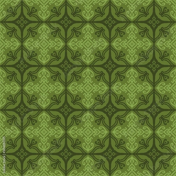 Fototapeta Elegant Green Pattern with Intricate Designs