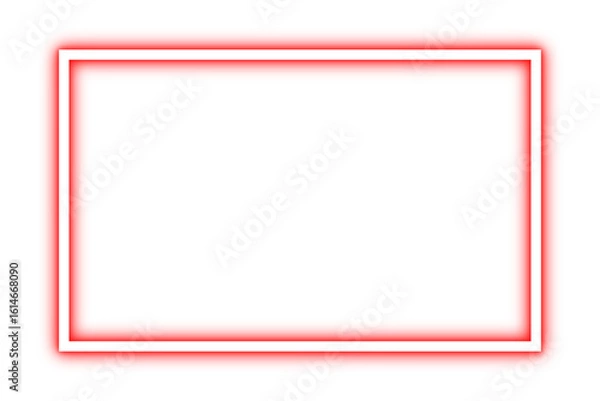 Fototapeta Bold rectangular red frame glowing with white inner border, outline design element for banners, titles, or graphic accents