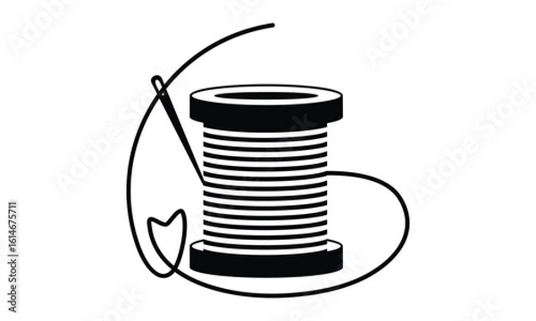 Obraz Simple tailor logo design. Sew needle sign vector illustration
