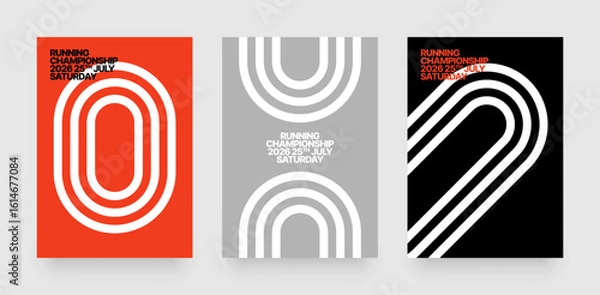 Fototapeta Layout with running track for sports event, competition or championship. Template for background, poster or cover.